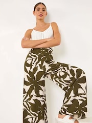 Roman White Floral Print Mono Wide Leg Trousers - Image 1 of 5