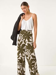 Roman White Floral Print Mono Wide Leg Trousers - Image 2 of 5