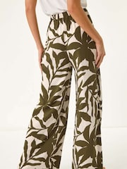 Roman White Floral Print Mono Wide Leg Trousers - Image 3 of 5