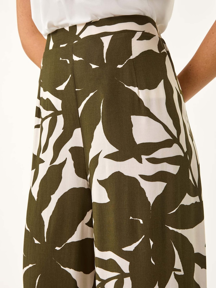 Roman White Floral Print Mono Wide Leg Trousers - Image 5 of 5