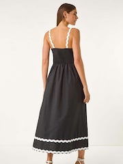 Roman Black Contrast Ric Rac 100% Cotton Midi Dress - Image 3 of 5