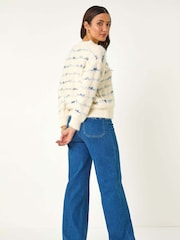 Roman White Stripe Fluffy Knit Jumper - Image 3 of 5