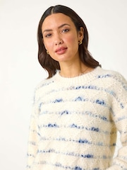 Roman White Stripe Fluffy Knit Jumper - Image 4 of 5