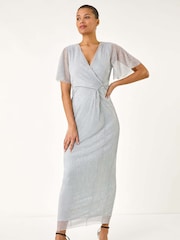Roman Metallic Plisse Bodycon Maxi Dress - Image 5 of 5