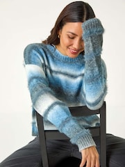 Roman Blue Ombre Stripe Knit Jumper - Image 1 of 5