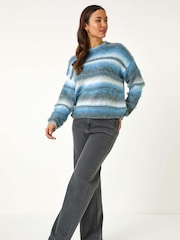 Roman Blue Ombre Stripe Knit Jumper - Image 2 of 5