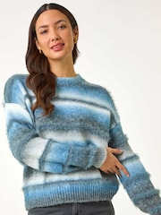 Roman Blue Ombre Stripe Knit Jumper - Image 4 of 5