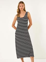 Roman Black Stripe X-Back Stretch Maxi Dress - Image 2 of 5