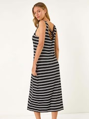 Roman Black Stripe X-Back Stretch Maxi Dress - Image 3 of 5