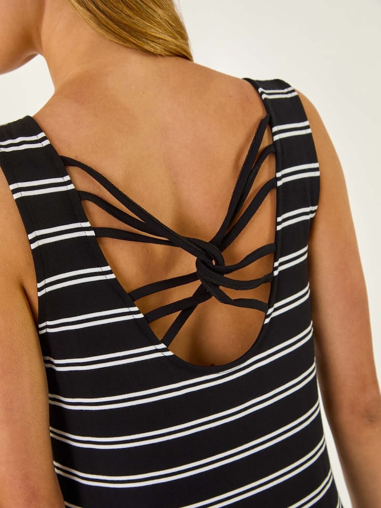 Roman Black Stripe X-Back Stretch Maxi Dress - Image 5 of 5