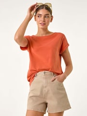 Orange - Roman Plain Stretch Jersey T-Shirt - Bild 4 von 5