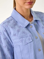 Roman Blue Cotton Blend Broderie Sleeve Jacket - Image 5 of 5
