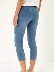 Roman Blue Embellished Cropped Stretch Jeans - Image 3 of 5