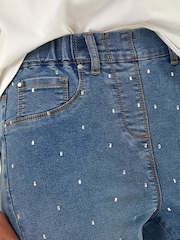 Roman Blue Embellished Cropped Stretch Jeans - Image 5 of 5