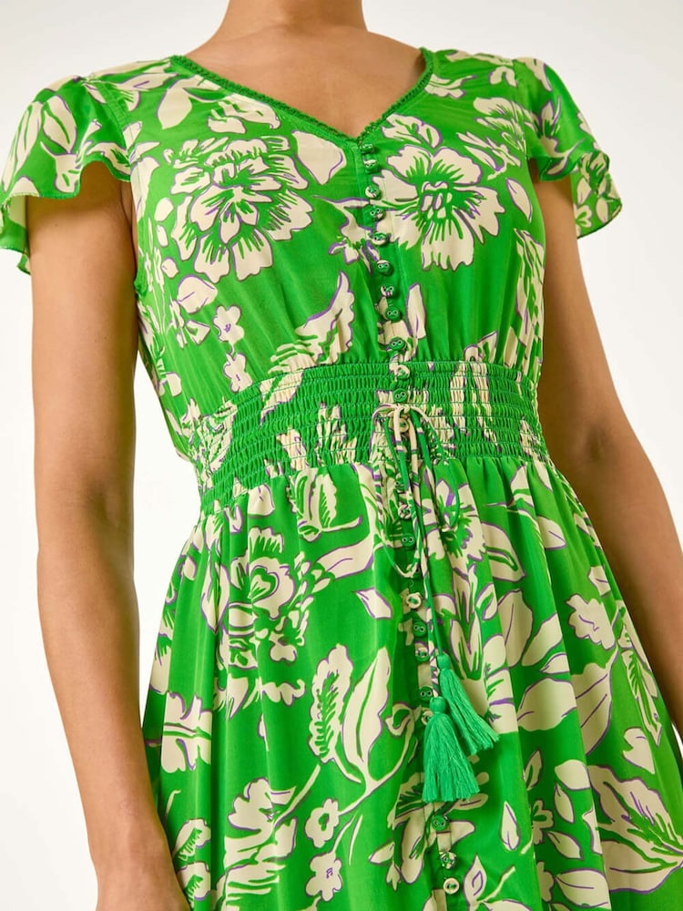 Roman Green Floral Frill Maxi Dress - Image 5 of 5 Roman Green Floral Frill Maxi Dress - Image 5 of 5
