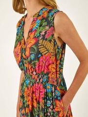 Roman Red Floral Shirred Maxi Dress - Image 5 of 5
