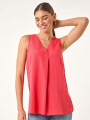 Roman Orange Textured Pleat Front Vest Top - Image 4 of 5