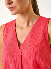 Roman Orange Textured Pleat Front Vest Top - Image 5 of 5