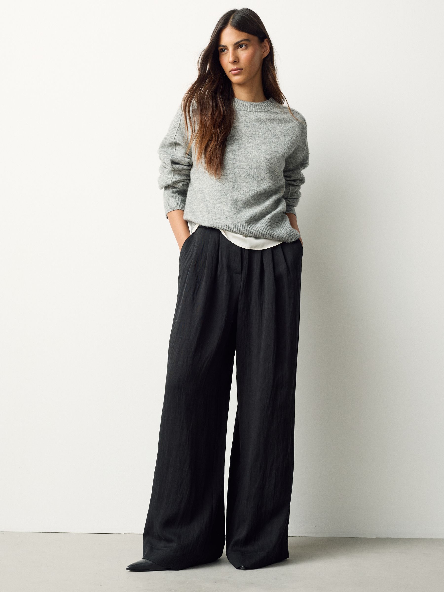 よMi　1104040 Cumpără Negru - Superwide Pleated Trousers from Next Romania