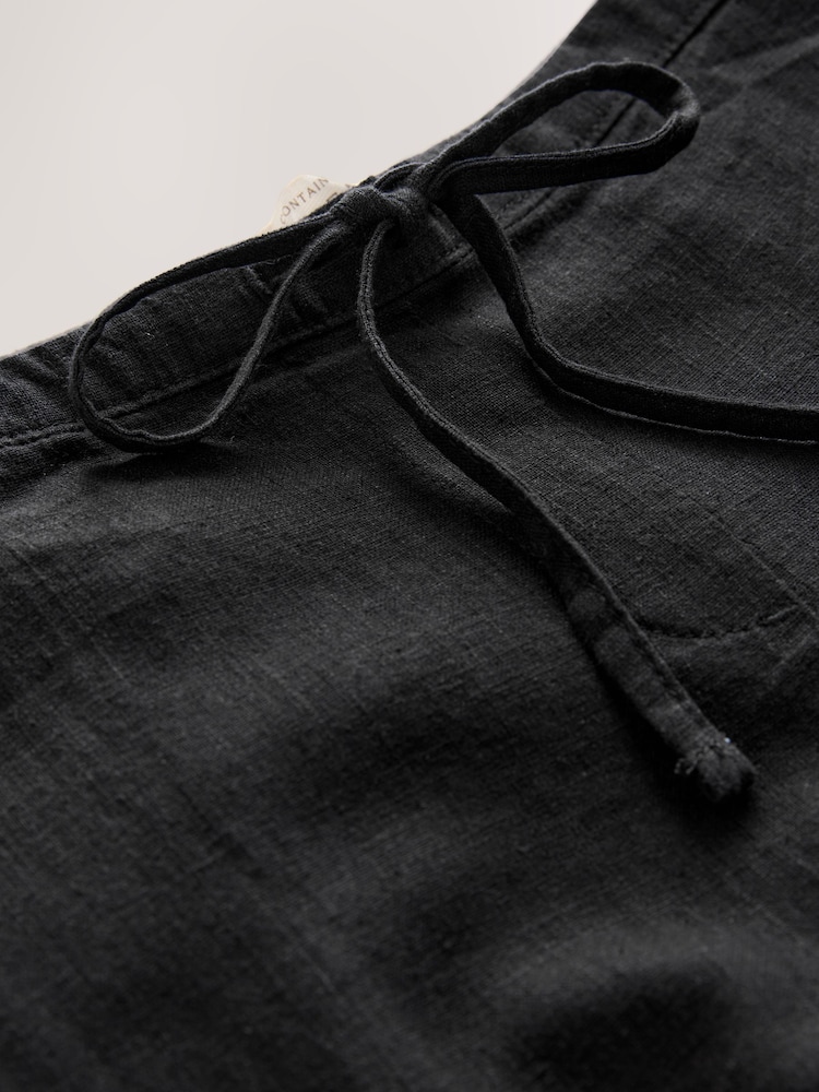 Black Smart Front Linen Blend Wide Leg Trousers - Image 8 of 8 Black Smart Front Linen Blend Wide Leg Trousers - Image 8 of 8