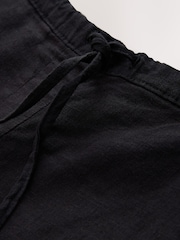 Black Linen Blend Barrel Leg Trousers - Image 8 of 8