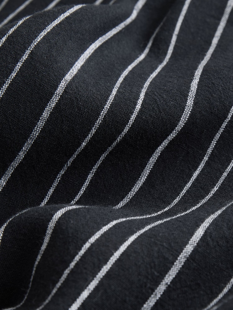 Black/White Stripe Linen Blend Wide Leg Trousers - Image 8 of 8