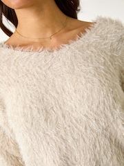 Roman Natural V-Neck Fluffy Knit Jumper - Image 5 of 5