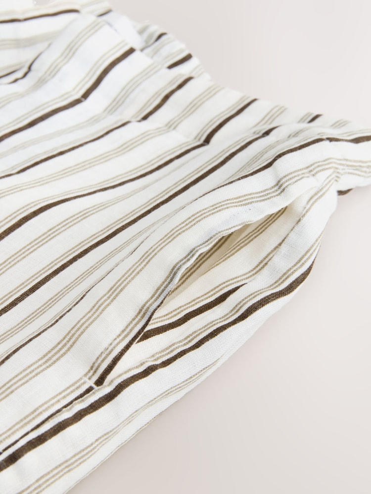 Ecru/Chocolate Stripe N. Premium Linen Wide Leg Trousers - Image 2 of 3