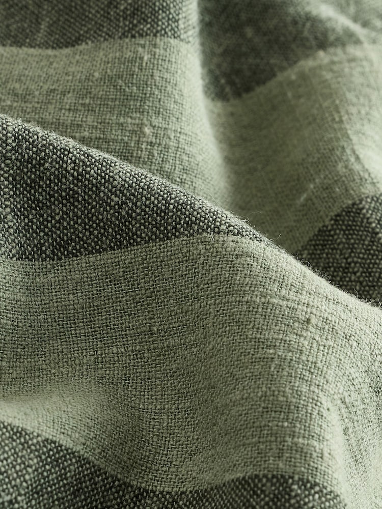 Khaki Green Stripe Smart Front Linen Blend Wide Leg Trousers - Image 8 of 8