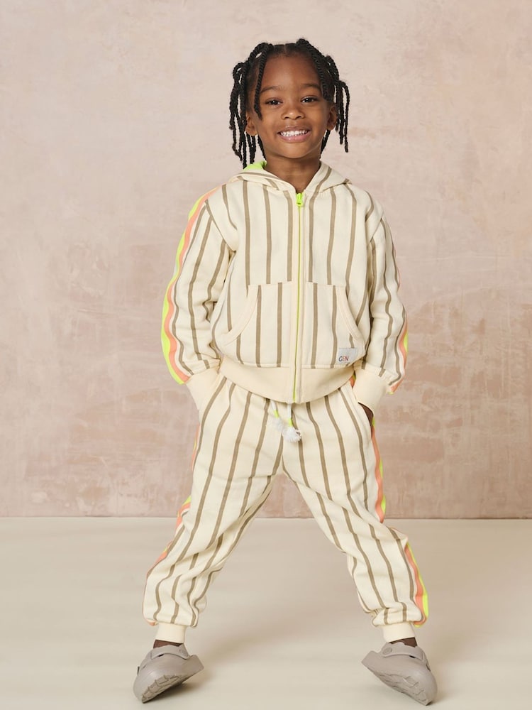 Кремовый - GEN Striped Hoodie and Joggers Set - Изображение 1 из 7