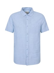 Mountain Warehouse Blue Lowe Mens Cotton-Linen Shirt - Image 1 of 5
