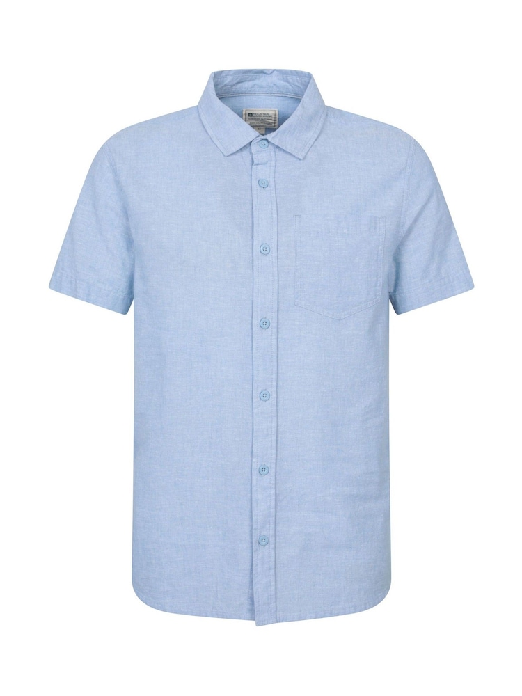Mountain Warehouse Blue Lowe Mens Cotton-Linen Shirt - Image 1 of 5