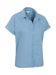 Mountain Warehouse Aqua Blue Womens Palm Relaxed 100% Cotton Check Shirt - Image 1 of 5