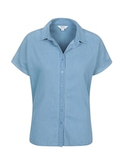 Mountain Warehouse Aqua Blue Womens Palm Relaxed 100% Cotton Check Shirt - Image 2 of 5