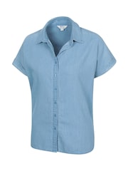Mountain Warehouse Aqua Blue Womens Palm Relaxed 100% Cotton Check Shirt - Image 3 of 5