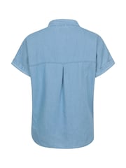 Mountain Warehouse Aqua Blue Womens Palm Relaxed 100% Cotton Check Shirt - Image 4 of 5