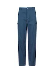 Mountain Warehouse Blue Mens Lakeside 100% Cotton Cargo Trousers with UV Max Protection - Image 1 of 6