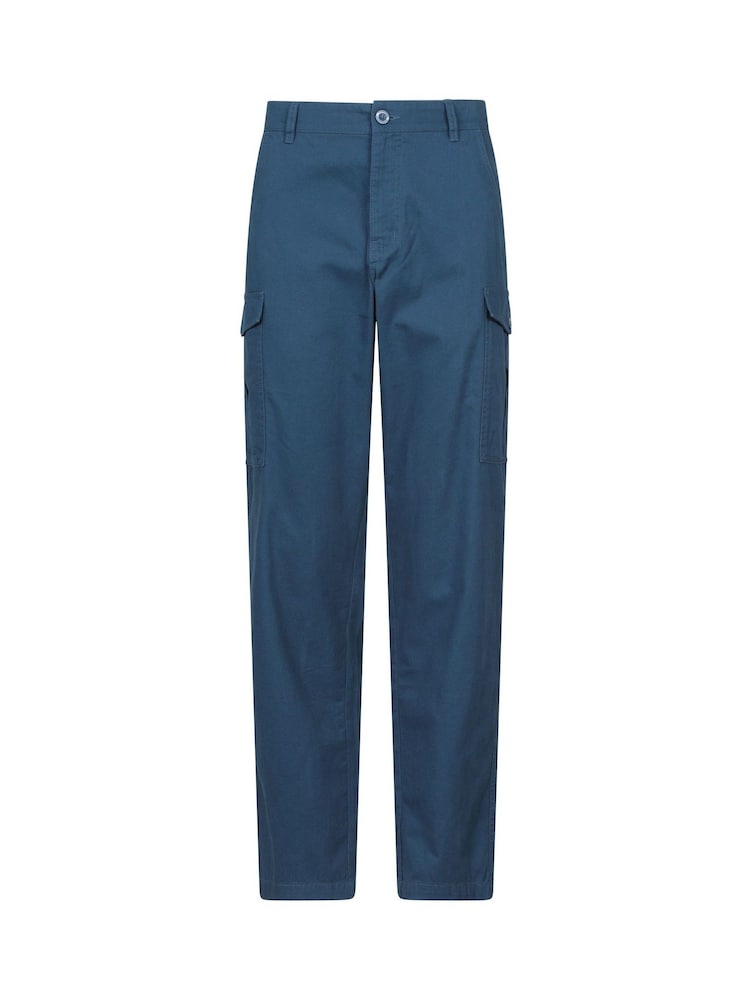 Mountain Warehouse Blue Mens Lakeside 100% Cotton Cargo Trousers with UV Max Protection - Image 1 of 6
