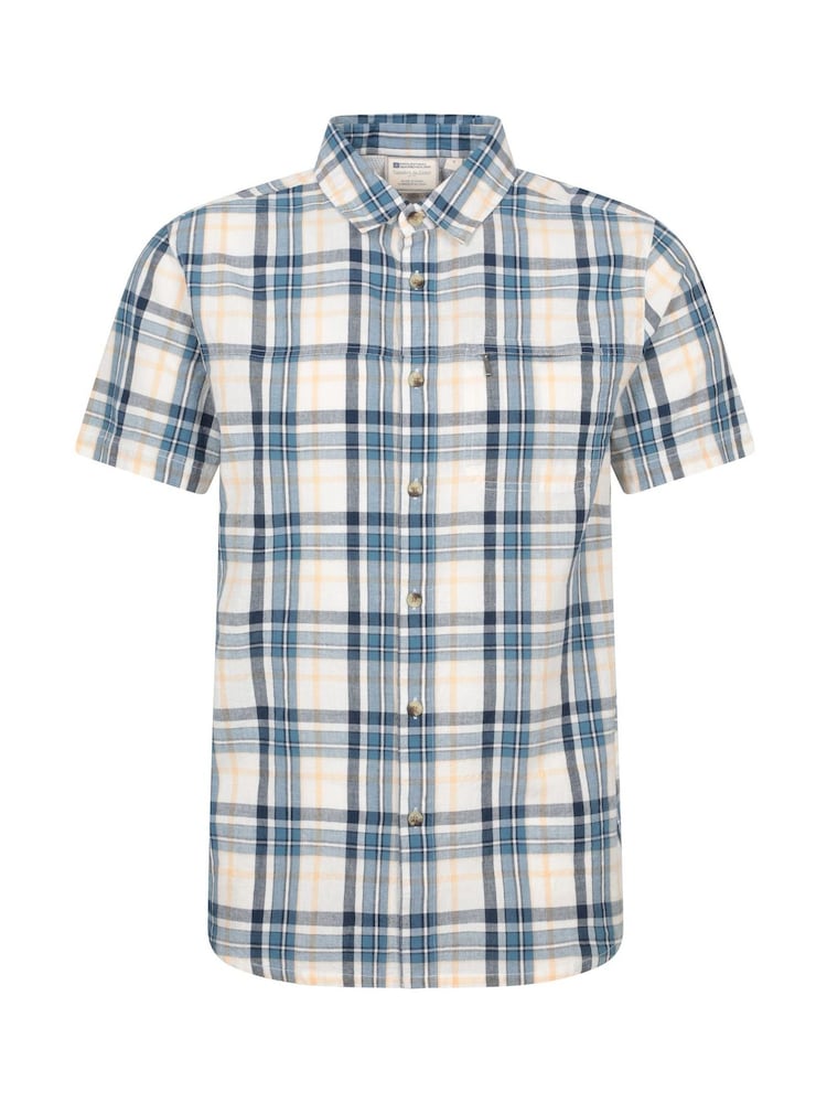 Mountain Warehouse Blue 100% Cotton Holiday Mens Short Sleeve Shirt - Image 1 of 5