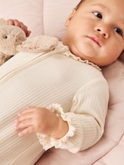 MORI Cotton Frilled 2 Way Zip-Up Sleepsuit - Image 2 of 3