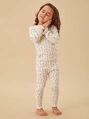 MORI Cream Floral Print Frill Pyjamas Set - Image 1 of 4
