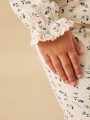 MORI Cream Floral Print Frill Pyjamas Set - Image 2 of 4
