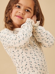 MORI Cream Floral Print Frill Pyjamas Set - Image 3 of 4