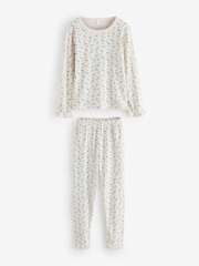 MORI Cream Floral Print Frill Pyjamas Set - Image 4 of 4