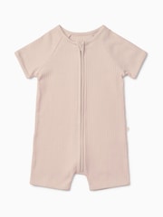 MORI Blush Pink Zip Up Summer Short Sleepsuit Romper - Image 2 of 2