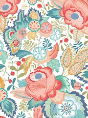 Ohpopsi Petrol Coral Emily Rose Wallpaper Sample - Image 1 of 1