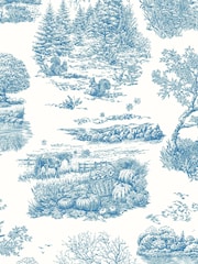 Ohpopsi Cobalt Eve Toile Wallpaper Sample - Image 1 of 1
