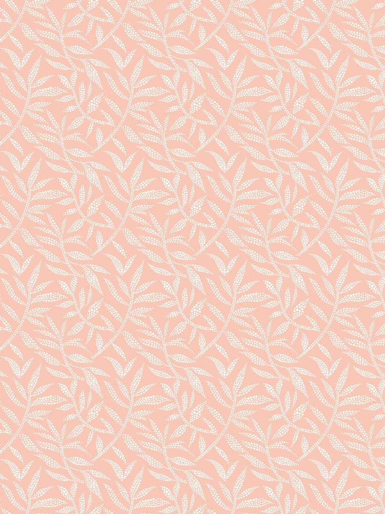 Ohpopsi Apricot Dotty Leaf Wallpaper Sample - Image 1 of 1