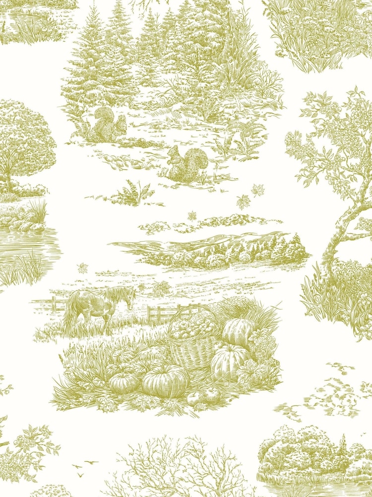 Ohpopsi Olive Eve Toile Wallpaper Sample - Image 1 of 1