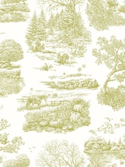Ohpopsi Olive Eve Toile Wallpaper Sample - Image 1 of 1